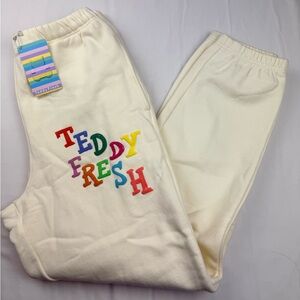 Teddy Fresh Cream Joggers with Multicolor Logo New